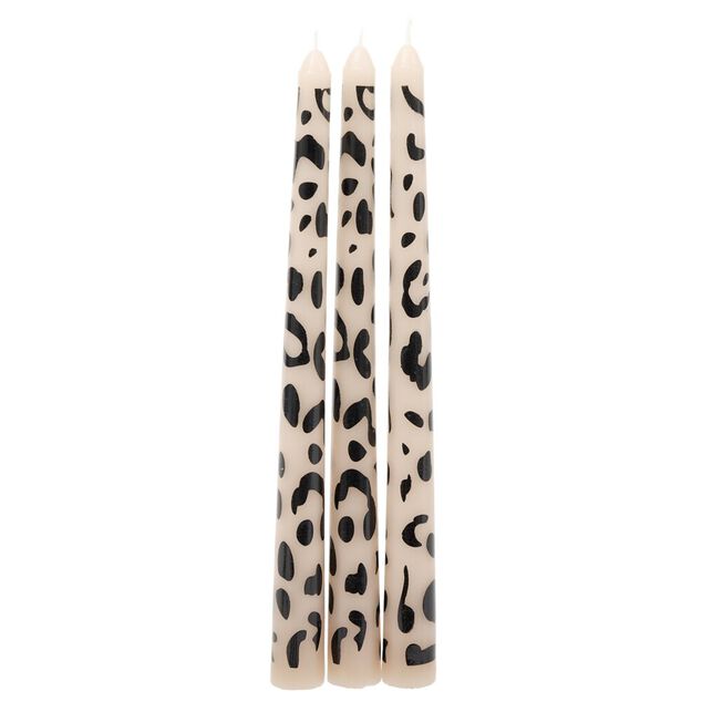 Bougie chandelle cire motif pelage animal &Oslash;2xH25cm (2 mod&egrave;les l&eacute;opard ou z&egrave;bre)