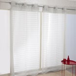 Voilage &agrave; oeillets blanc design rayures