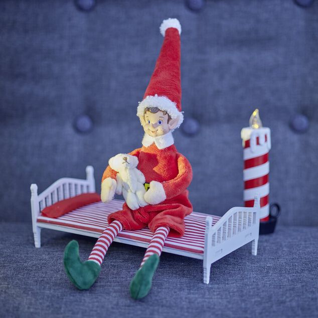 Lit et ours en peluche pour lutin farceur L22x12x7,5cm