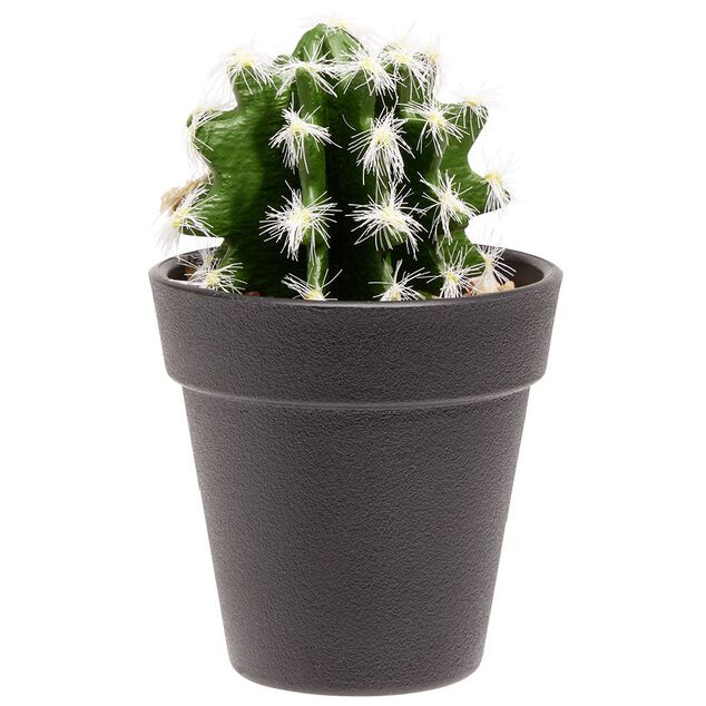 Cactus boule piquante artificiel vert et blanc &Oslash;7,5xH15cm