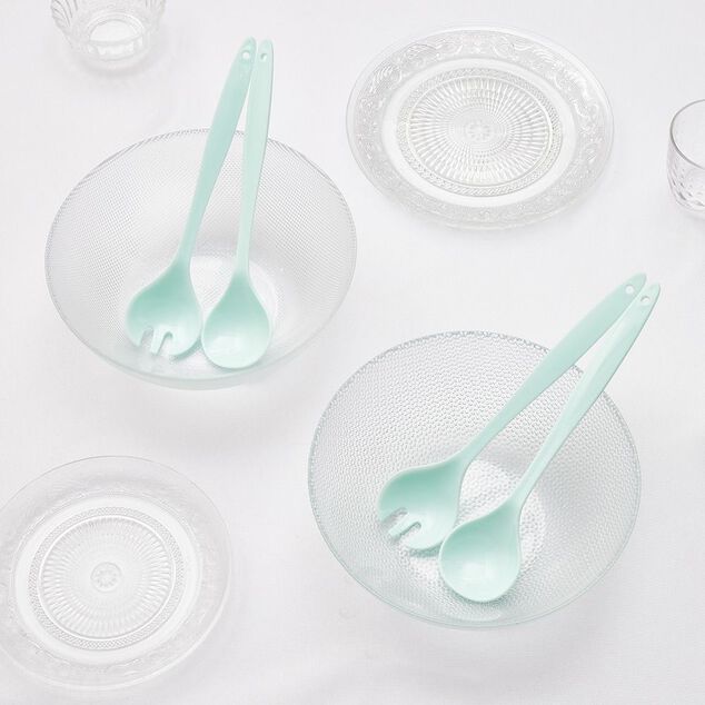 Saladier en verre design relief transparent x2