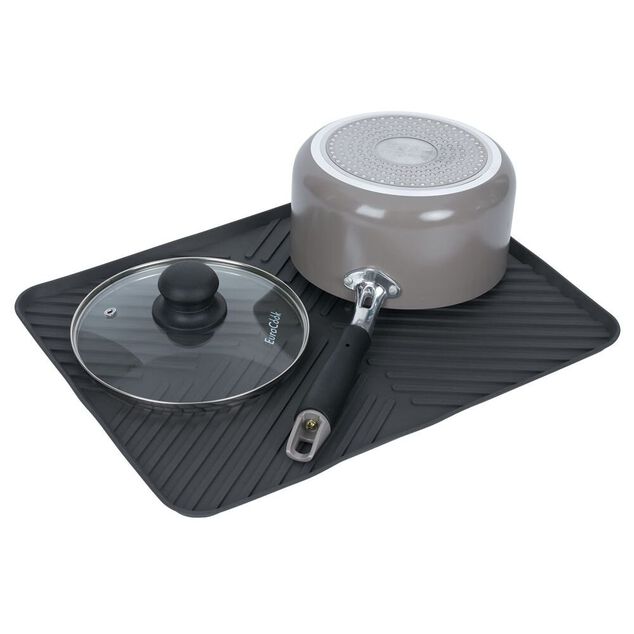 Tapis égouttoir en plastique rainuré gris - L.40xl.30cm