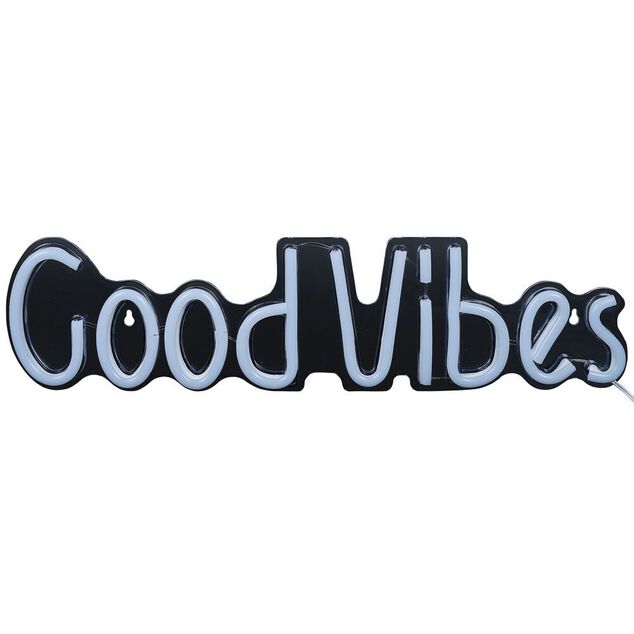 N&eacute;on LED inscription Good Vibes jaune