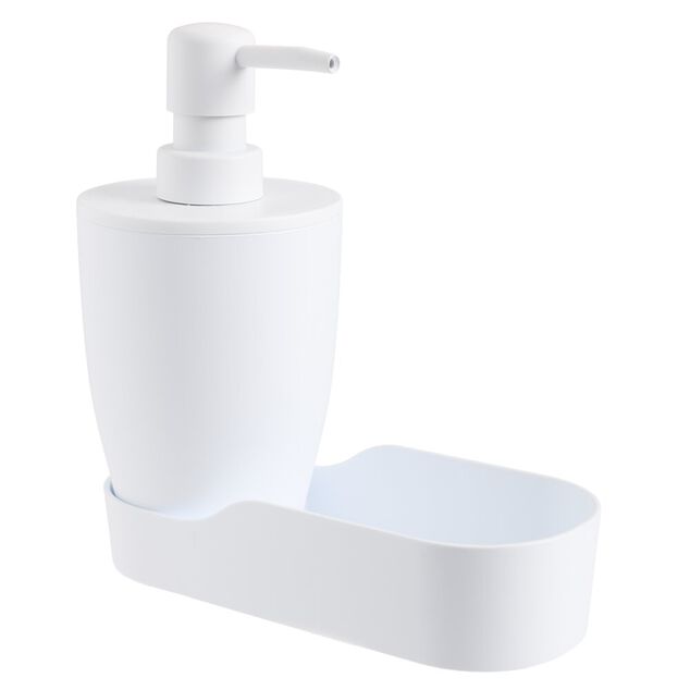 Distributeur de savon plastique avec socle 17,5x8,5xH17cm (2 mod&egrave;les blanc ou gris)