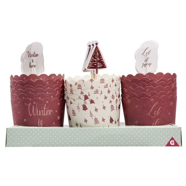 Caissette &agrave; g&acirc;teau avec d&eacute;coration x18