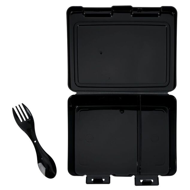 Lunch box &agrave; 2 compartiments - Bo&icirc;te alimentaire en plastique noir 1L