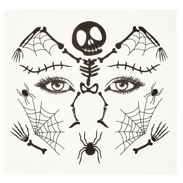 Tatouage &eacute;ph&eacute;m&egrave;re visage enfant Halloween (2 mod&egrave;les)