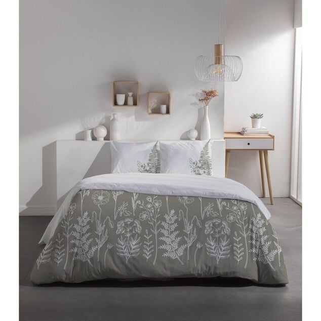 Parure de lit 220x240cm 2 personnes micro lav&eacute;e &agrave; motifs (3 mod&egrave;les)