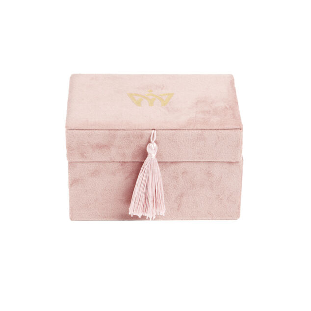 Bo&icirc;te &agrave; bijoux rev&ecirc;tement velours rose 14x10xH8cm