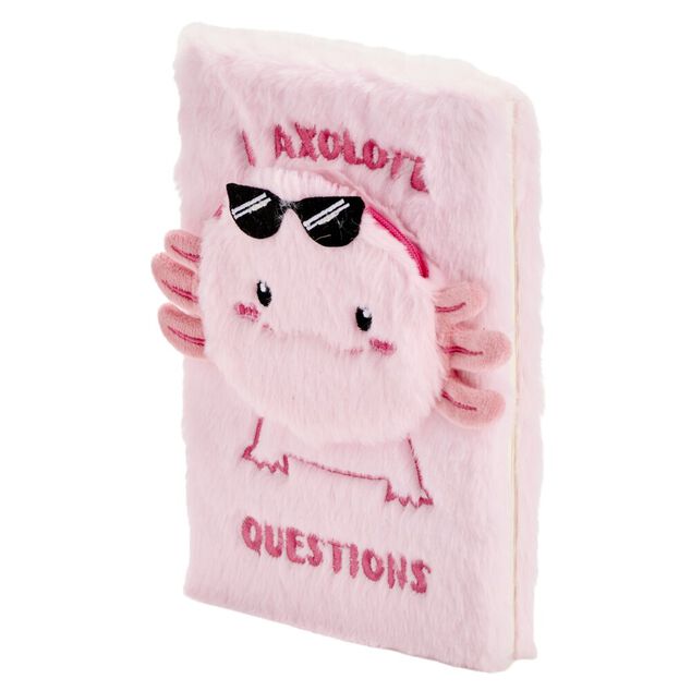 Carnet peluche A5 toucher doux 14,8x21cm (2 mod&egrave;les capybara ou axolotl)