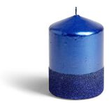 Bougie pilier paillet&eacute; bleu &Oslash;7xH10 cm