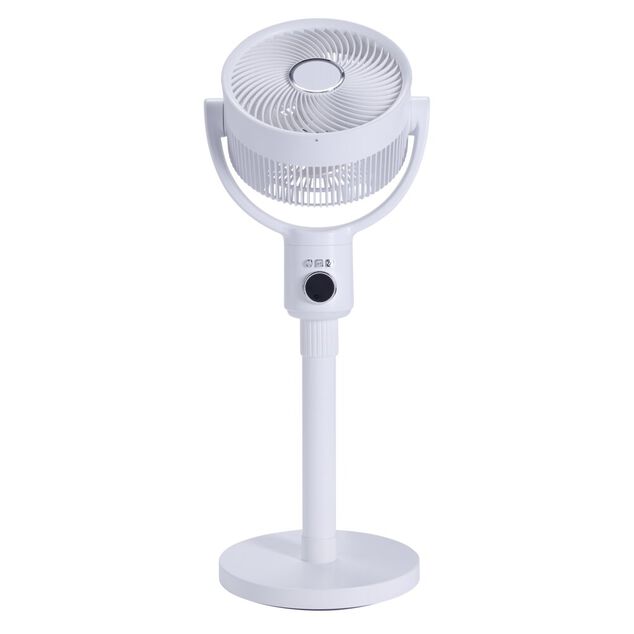 Ventilateur sur pied 35W rond orientable digital avec t&eacute;l&eacute;commande blanc &Oslash;29xH100cm