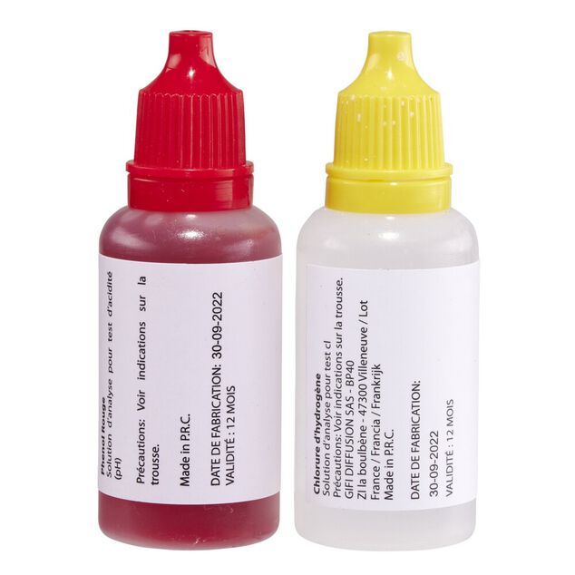 Recharge liquide pour trousse d'analyse PH et chlore piscine 20 ml