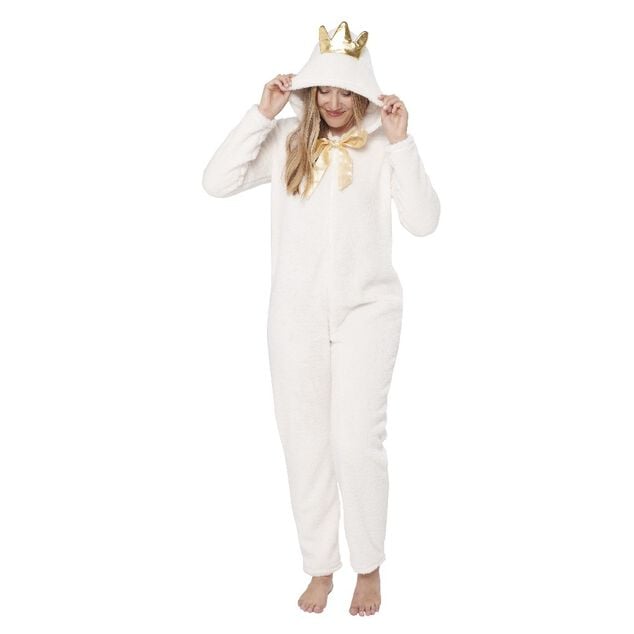 Pyjama combinaison princesse blanc dor&eacute; femme Taille XS