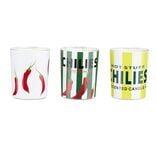 Bougie parfum&eacute;e x3 dans pot verre d&eacute;cor&eacute; &Oslash;5xH6cm (3 mod&egrave;les)