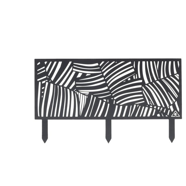 Bordure de jardin m&eacute;tal design feuillage ajour&eacute; noir 50xH20 cm