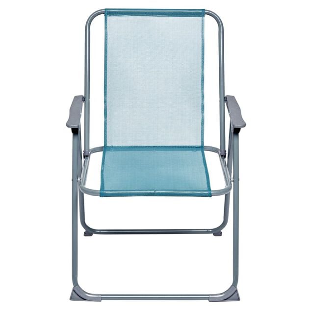 Fauteuil de camping pliant m&eacute;tal et textil&egrave;ne bleu
