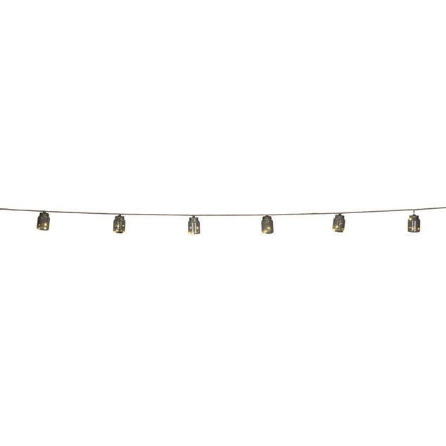 Guirlande solaire jute avec bouteilles plastique fum&eacute;e noire suspendues 2,7m