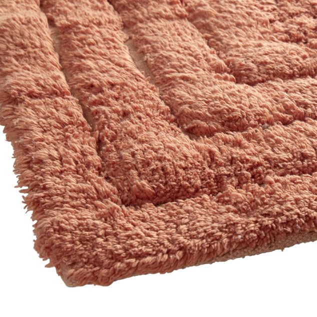Tapis salle de bain rectangulaire coton terracotta 45x70cm