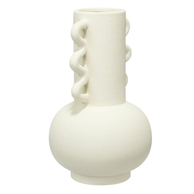 Vase c&eacute;ramique anses oreillettes blanc &Oslash;12,5xH20,5cm