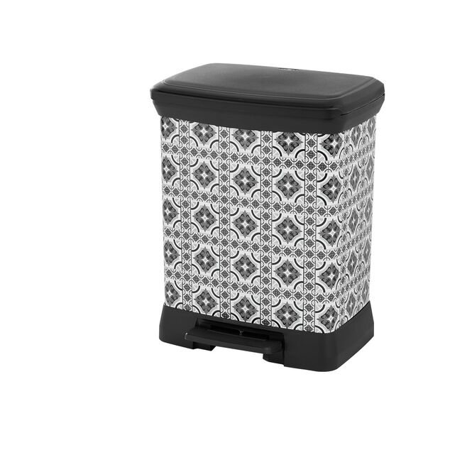 Poubelle &agrave; p&eacute;dale motif carreaux de ciment 30L