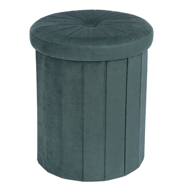 Pouf coffre rond Clara vert &Oslash;31xH37,5cm