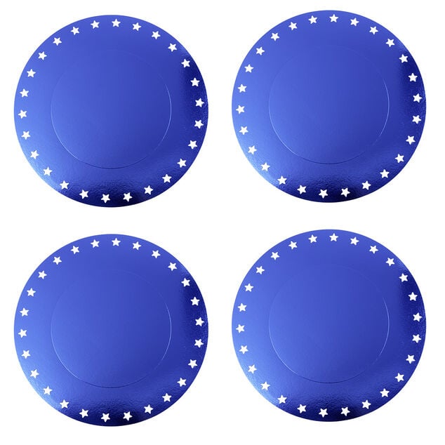 Lot de 4 sous-assiettes jetables bleues