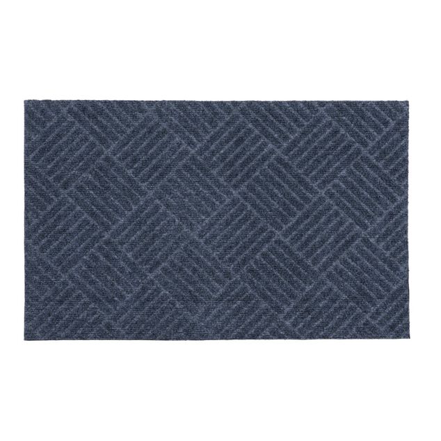 Tapis d'entr&eacute;e motifs losanges stri&eacute;s gris fonc&eacute; 50x80cm