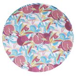 Lot de 10 assiettes plates rondes carton motif exotique grenade feuillage Ø23cm