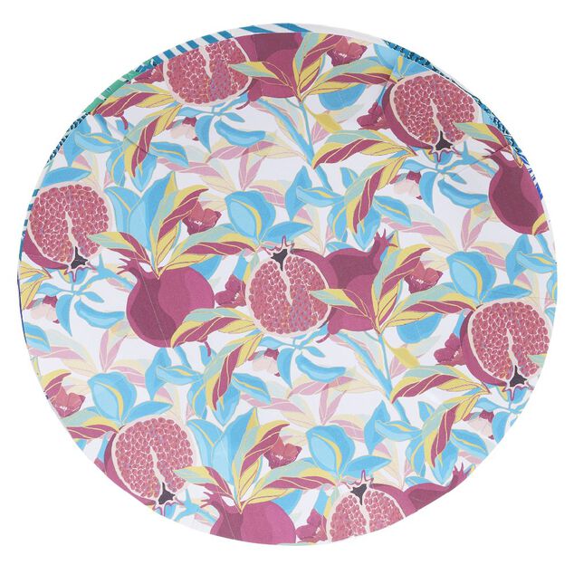 Lot de 10 assiettes plates rondes carton motif exotique grenade feuillage Ø23cm