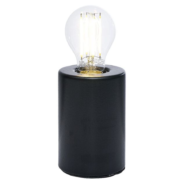 Lampe socle cylindre m&eacute;tal noir &Oslash;8xH12cm
