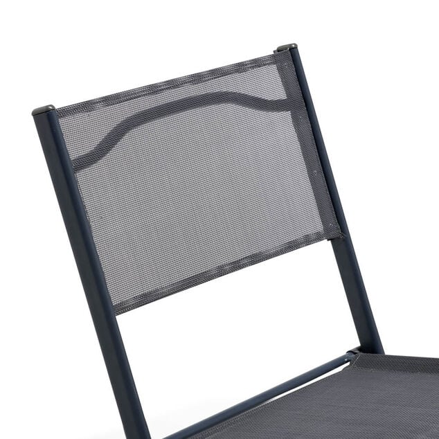 Chaise de jardin pliante London m&eacute;tal textil&egrave;ne gris 45x51xH81cm