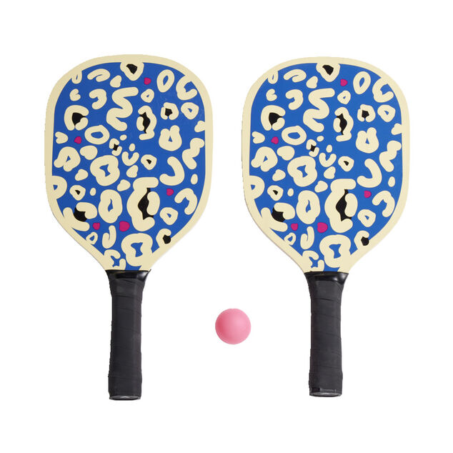 Raquette de plage l&eacute;opard bleu + balle