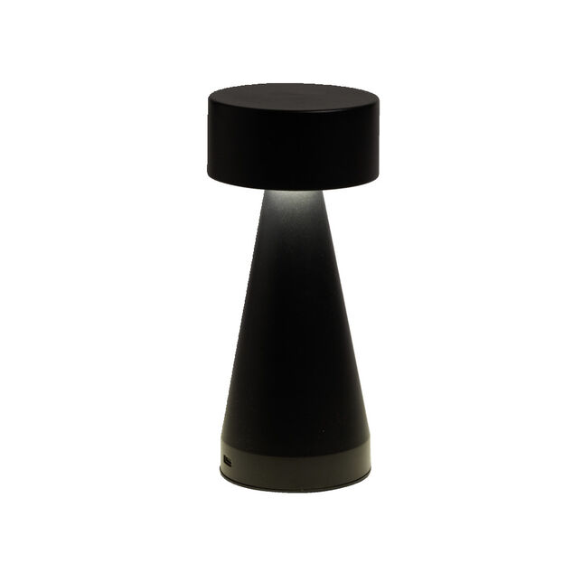 Lampe de table Squari USB tactile noire Ø9,5xH22,5cm