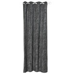 Rideau jacquard à oeillets motif feuille tropicale noir et gris