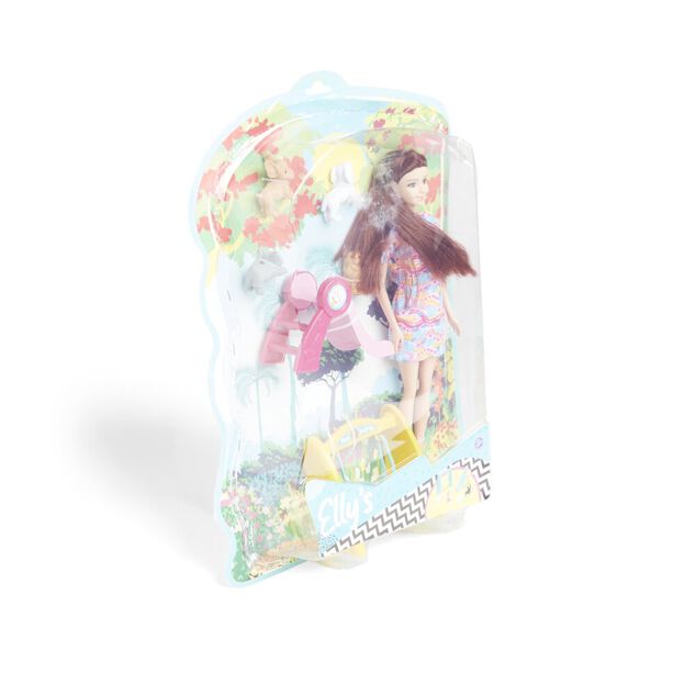 Poupée mannequin Elly's avec fillette et animaux