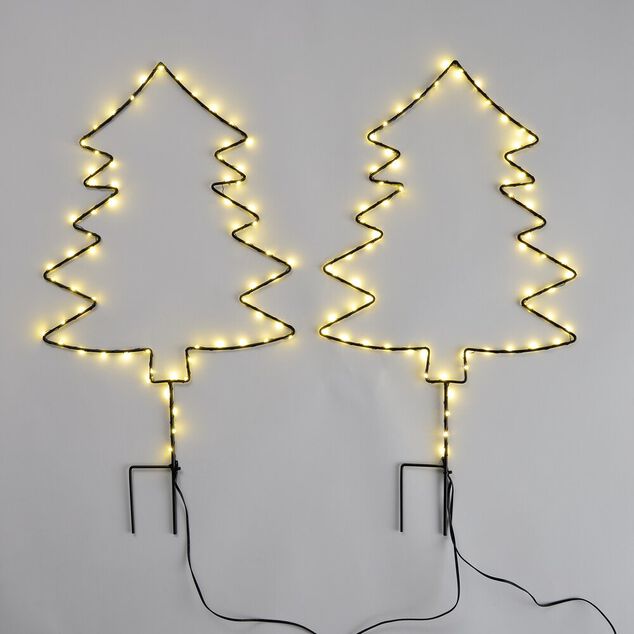 Sapin de No&euml;l &agrave; planter x2 lumineux 130LED m&eacute;tal H55cm