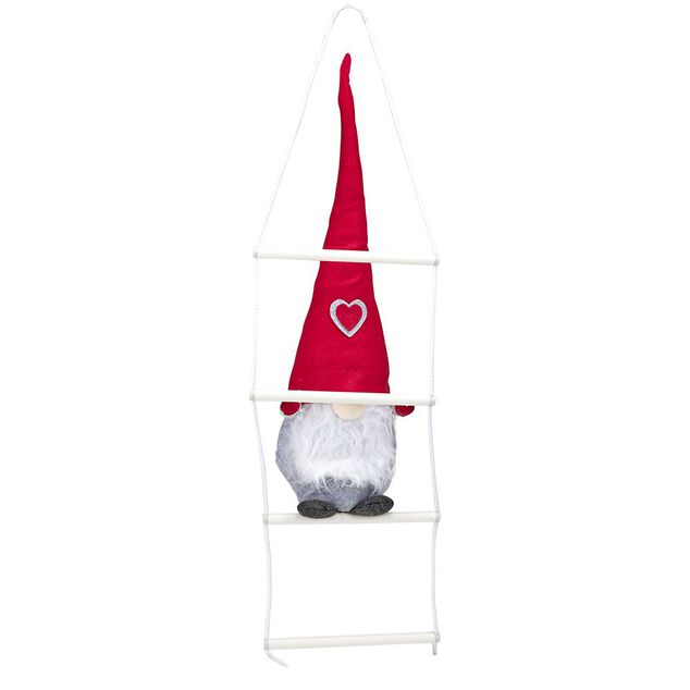 Gnome No&euml;l grimpeur sur &eacute;chelle H48cm
