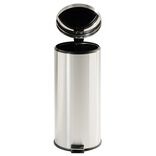 Poubelle grise &agrave; p&eacute;dale ronde 30L