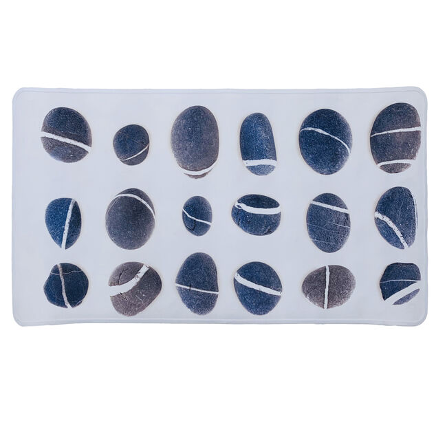 Fond de douche pvc blanc motif galets gris