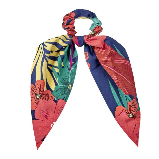 Bandeau motif feuillage tropical rouge et noir 10x15cm