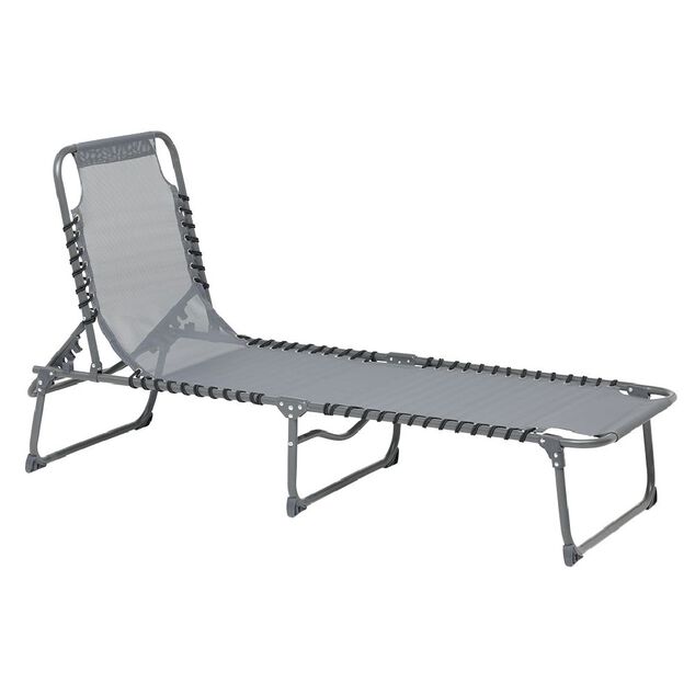 Lit de camp pliant gris 190x60xH30 cm