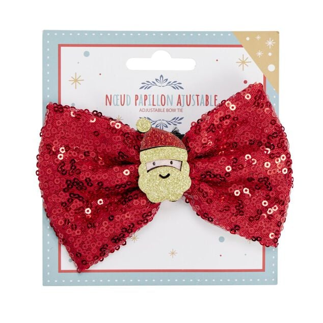 Noeud papillon Noël ajustable pailleté 8x12cm (2 modèles rouge ou vert)