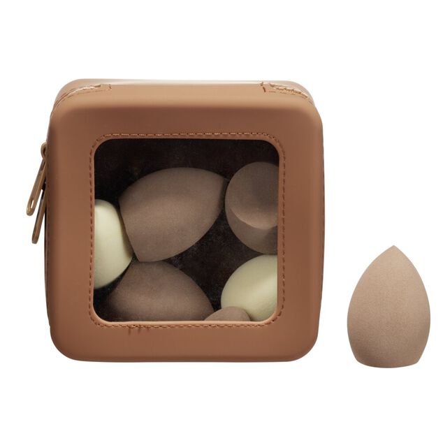 &Eacute;ponge cosm&eacute;tique x8 avec bo&icirc;te de rangement silicone (2 mod&egrave;les)