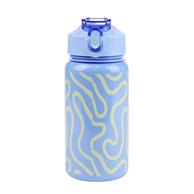 Gourde plastique 600ml bouchon paille motif ondulation &Oslash;7,5xH21,5cm (2 mod&egrave;les)