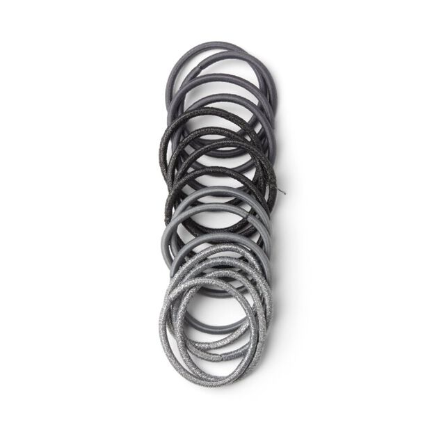 Lot de 15 &eacute;lastiques sans m&eacute;tal gris et noir