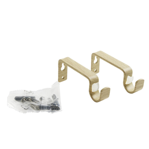 Kit tringle à rideaux alu aspect bois clair extensible 95-180cm (5 pièces)