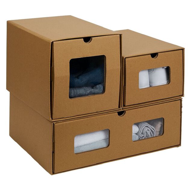 Boîte de rangement en carton avec fenêtre transparente 34x23xH16cm