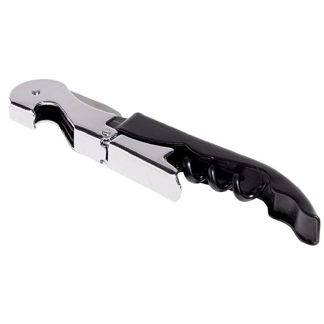 Tire bouchon limonadier m&eacute;tal noir argent&eacute;