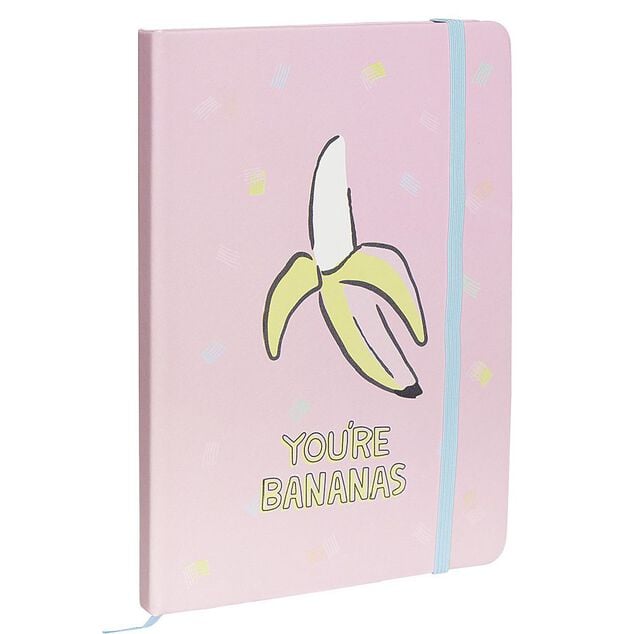 Cahier avec &eacute;lastique lat&eacute;ral format A5 motif banane